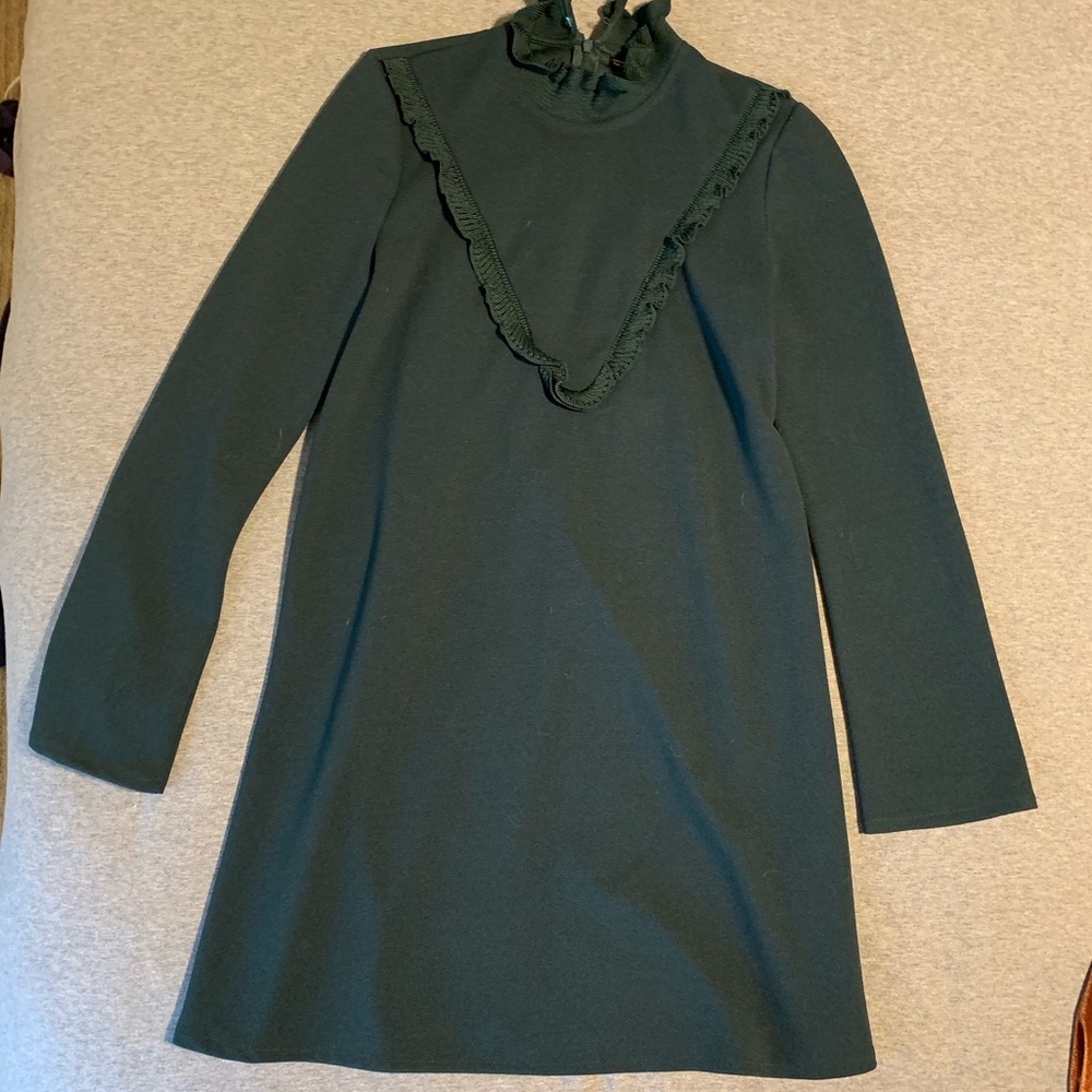 Zara hunter green mock neck dress